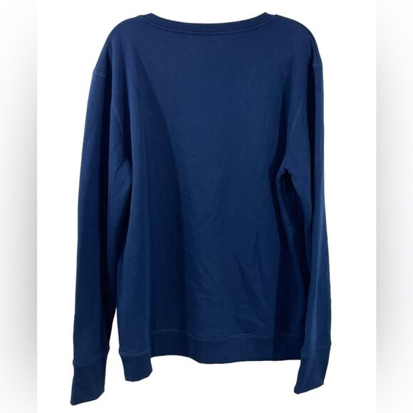 NWT NFL New England Patriots Rhinestone Logo Navy V-Neck Pullover Sweatshirt 2X - Picture 3 of 8